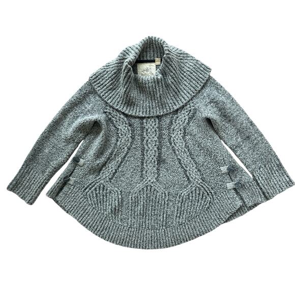 Angel‎ Of The North Wool Cable Knit Sweater Med Gray Cabincore Fair Isle Cozy - Picture 2 of 14